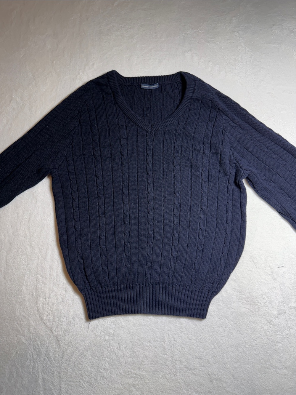 Brandy Melville Navy Cable Knit V-Neck Sweater - Women's